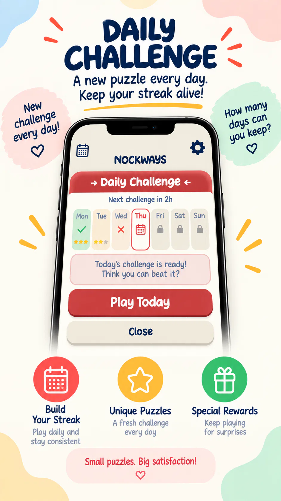 The daily challenge screen with a week of streak progress