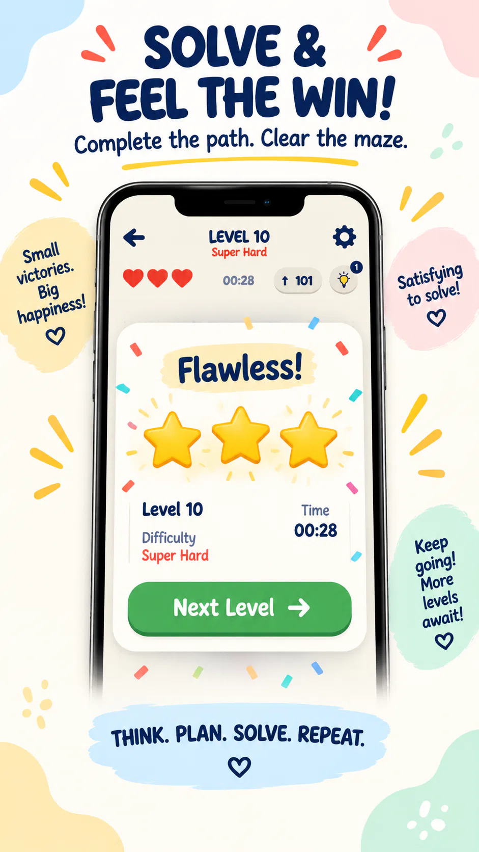 A Flawless result with three stars after clearing a Super Hard level